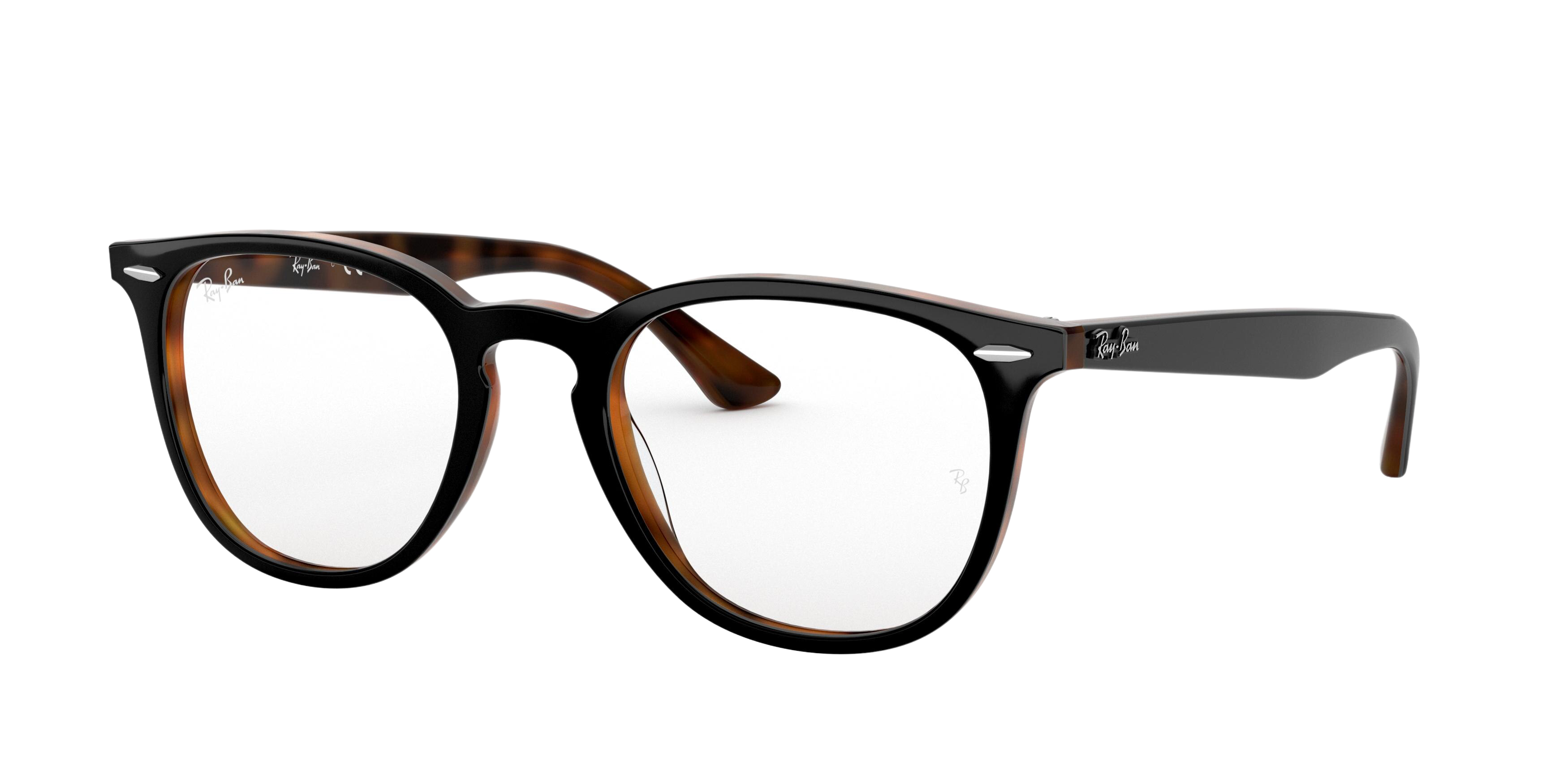 Ray-Ban RX7159F round eyeglasses in Top Grey on Havana