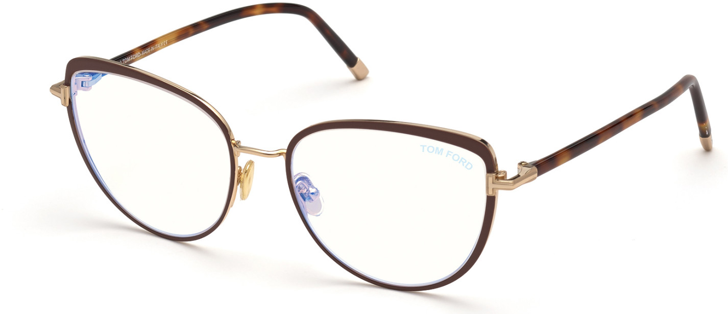 Tom Ford FT5741-B cateye eyeglasses in Brown Enamel, Rose Gold, Blonde