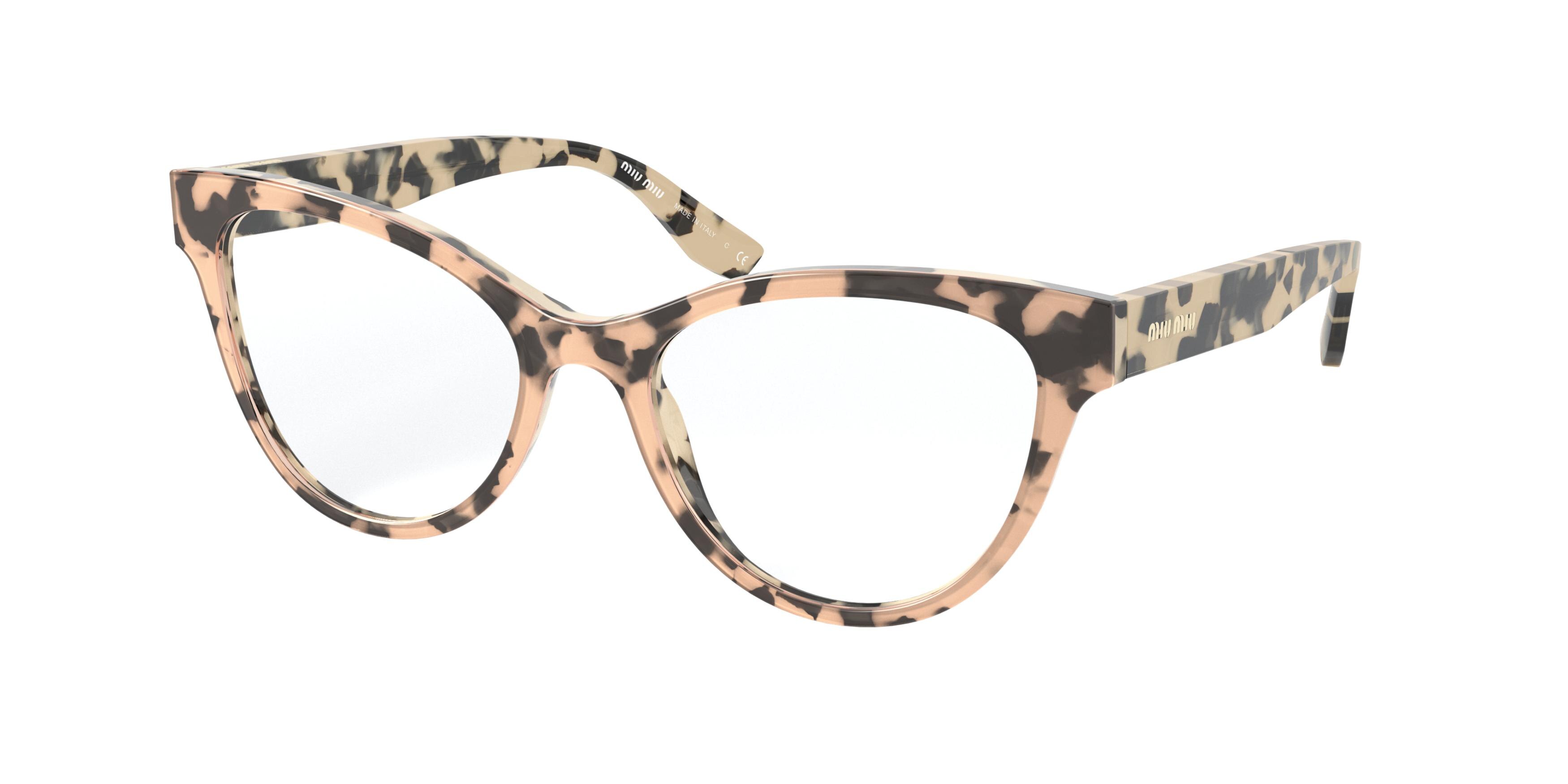 Miu Miu MU 01TV square eyeglasses in Top Pink on Beige Havana