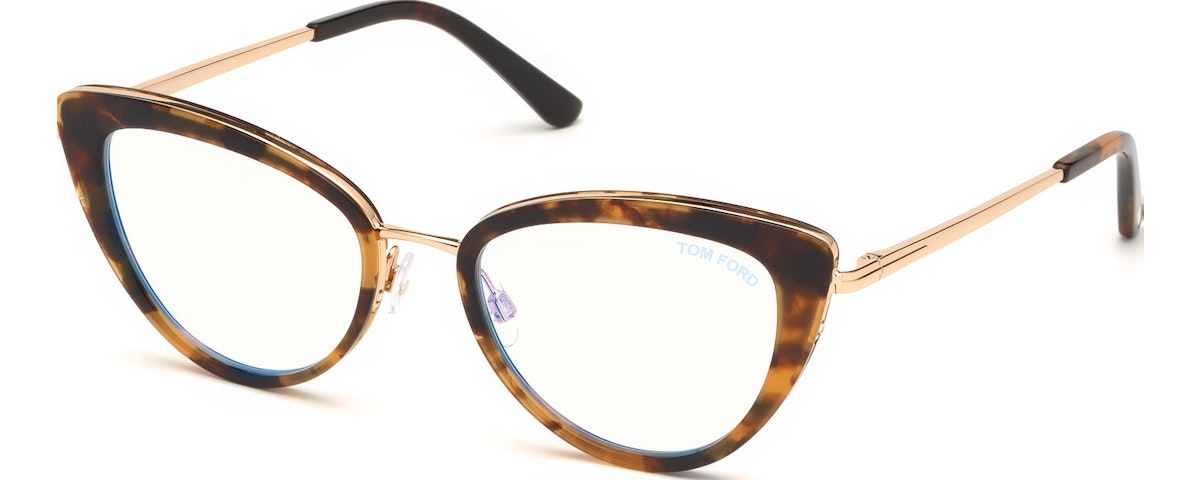 Shiny Vintage Havana, Shiny Rose Gold / Blue Block Lenses