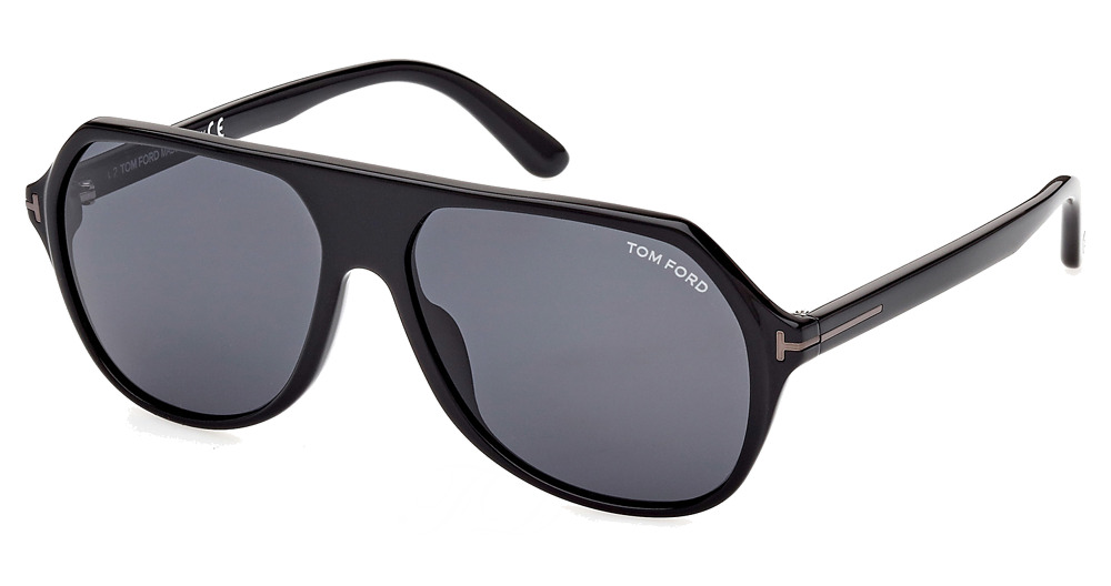 Tom Ford FT0934-N aviator sunglasses in Shiny Black/Smoke