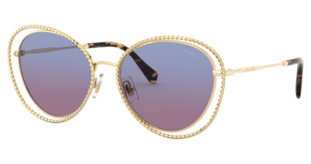 Miu Miu MU 59VS cateye sunglasses in Gold/Gradient Blue Gradient Magenta
