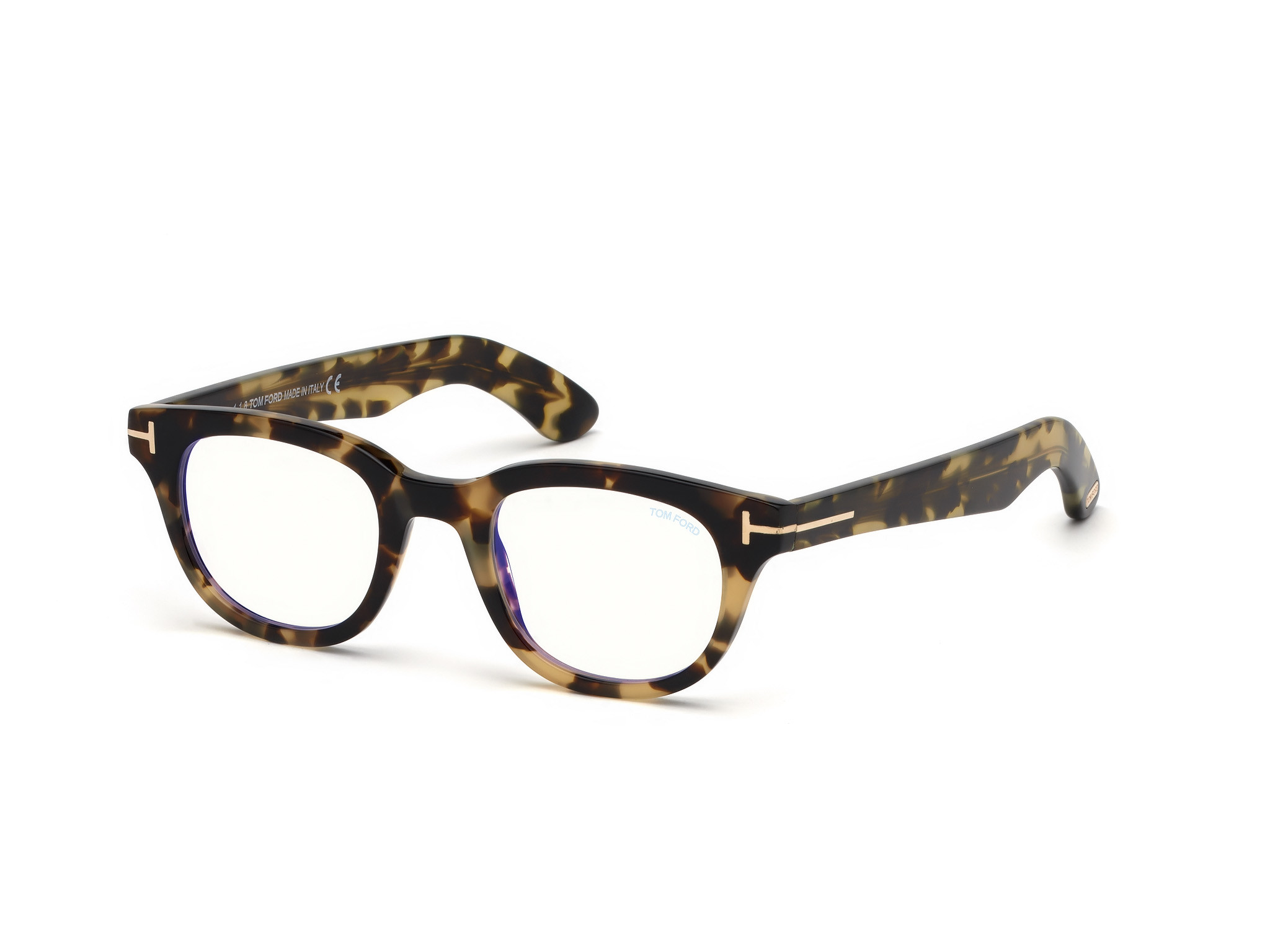 Tom Ford FT5558-B square eyeglasses in Shiny Vintage Havana, Shiny Rose