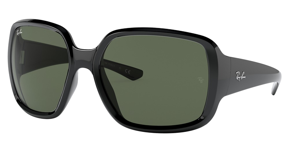 Ray-Ban RB4347 POWDERHORN rectangle sunglasses in Black/Dark Green