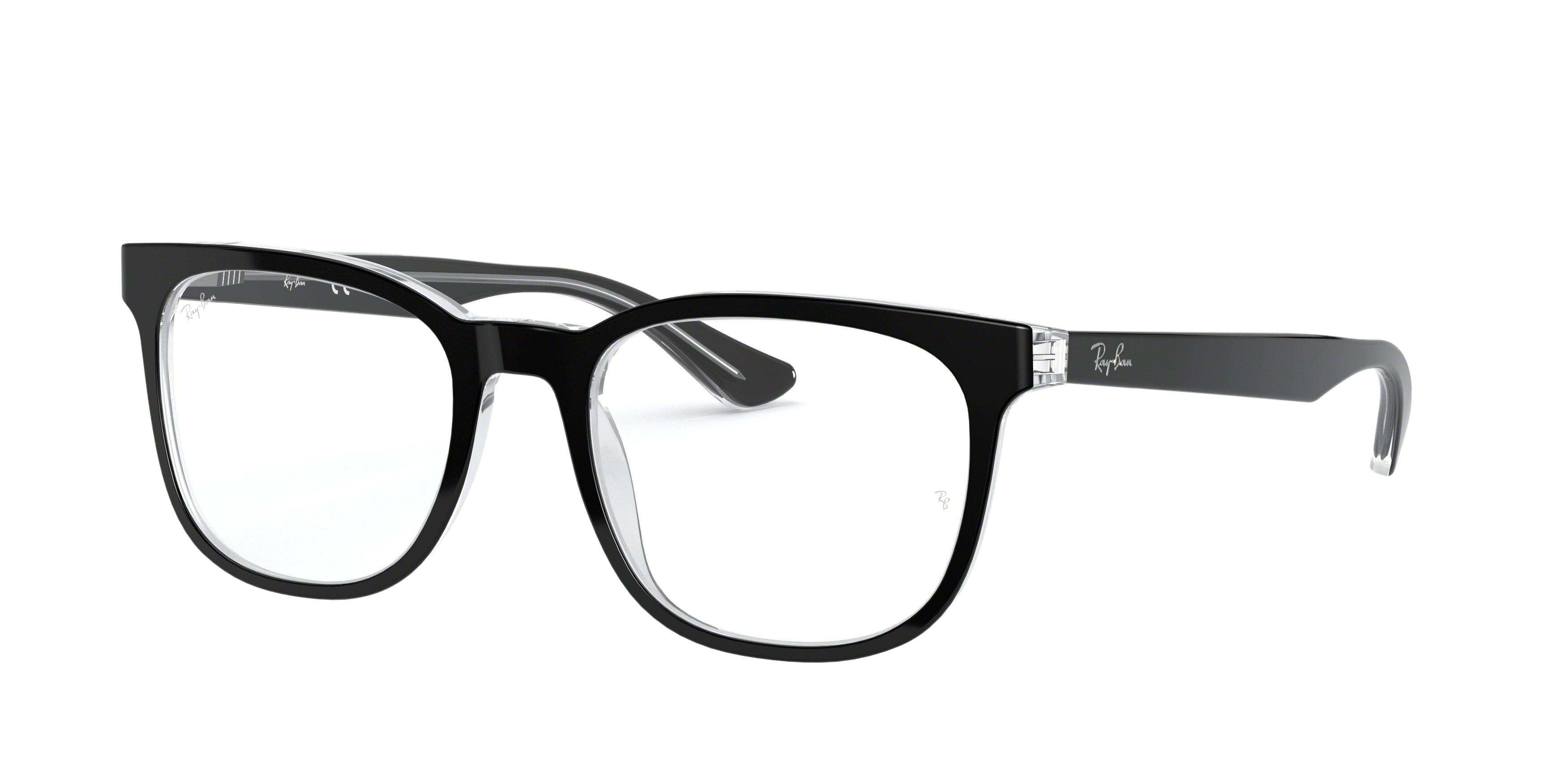 Ray-Ban RX5369F square eyeglasses in Top Black on Transparent