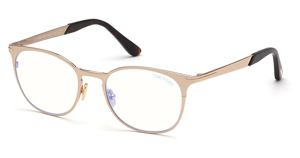 Tom Ford FT5732-B round eyeglasses in Shiny Rose Gold