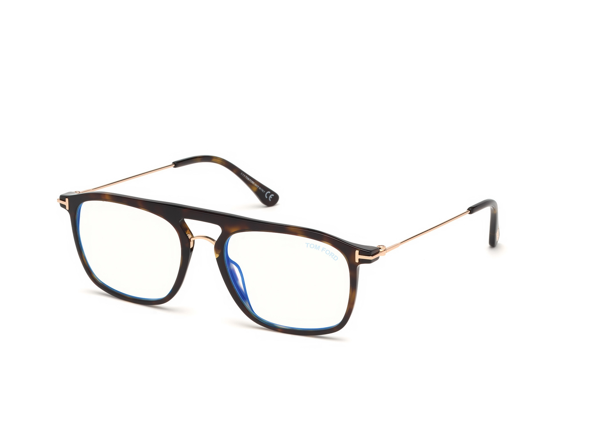 Tom Ford FT5588-B square eyeglasses in Shiny Classic Dark Havana, Shiny