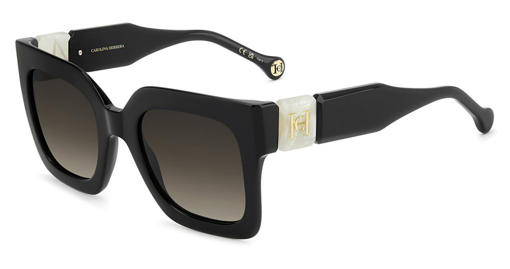 Carolina Herrera HER 0369/S square sunglasses in Black Marbl/Brown Shaded