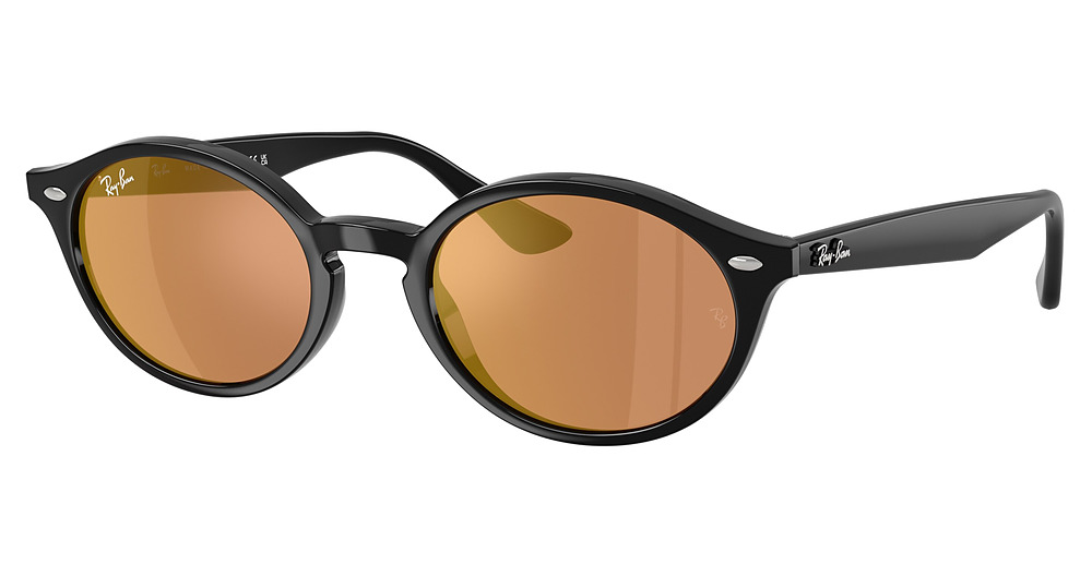 Ray-Ban RB4315 round sunglasses in Black/Brown Mirror Gold