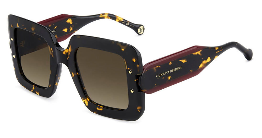 Carolina Herrera HER 0322/S square sunglasses in Havana/Brown Shaded