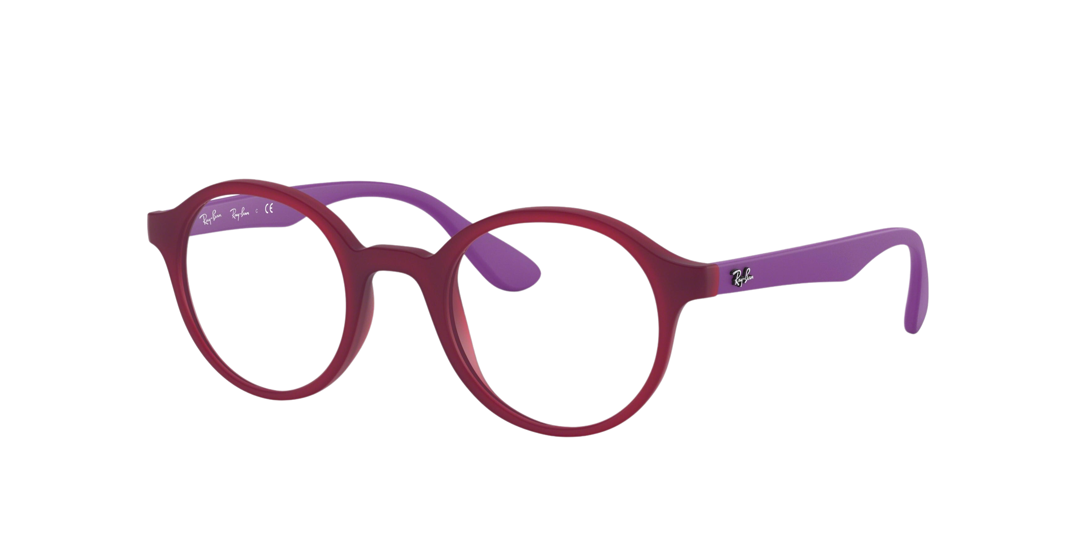 Ray-Ban RY1561 round eyeglasses in Matte Transparent Fuxia