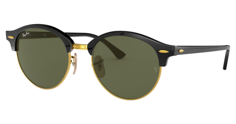 Ray-Ban RB4246 CLUBROUND round sunglasses in Black/G 15 Green