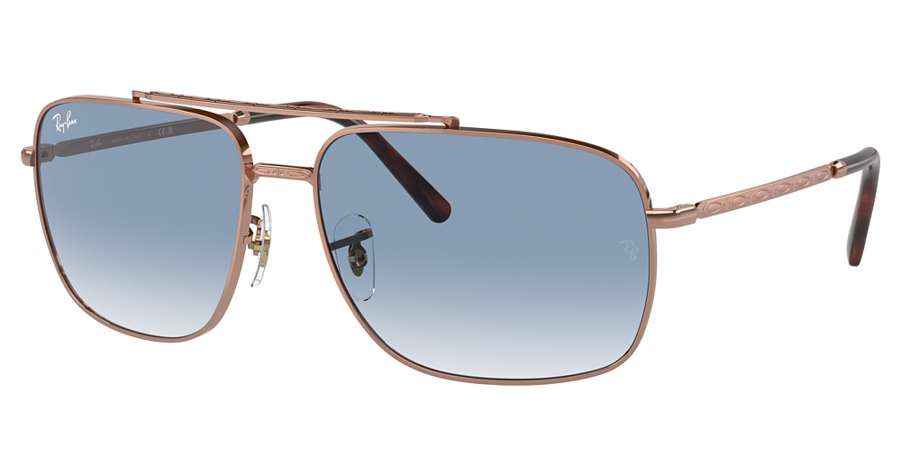Ray-Ban RB3796 aviator sunglasses in Rose Gold/Clear Gradient Blue