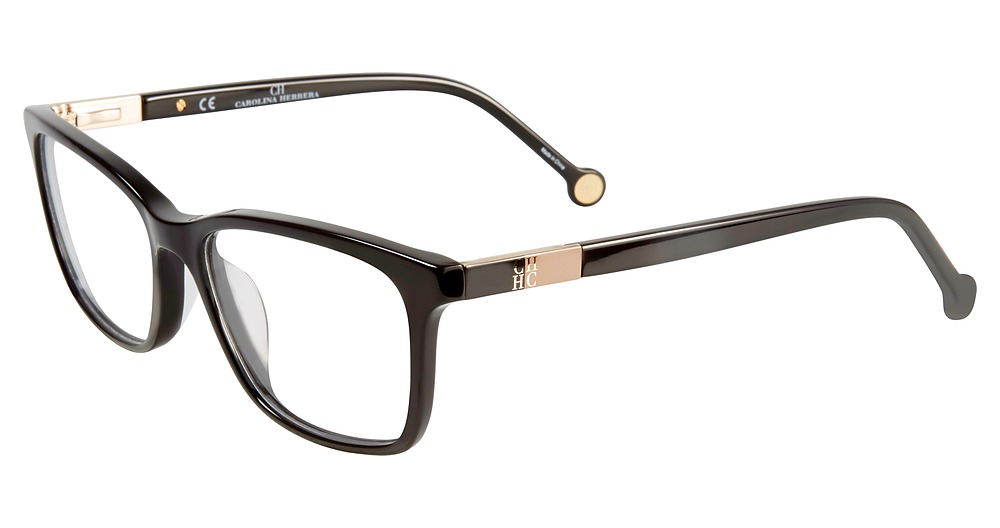 Carolina Herrera VHE673K square eyeglasses in Shiny Black 700
