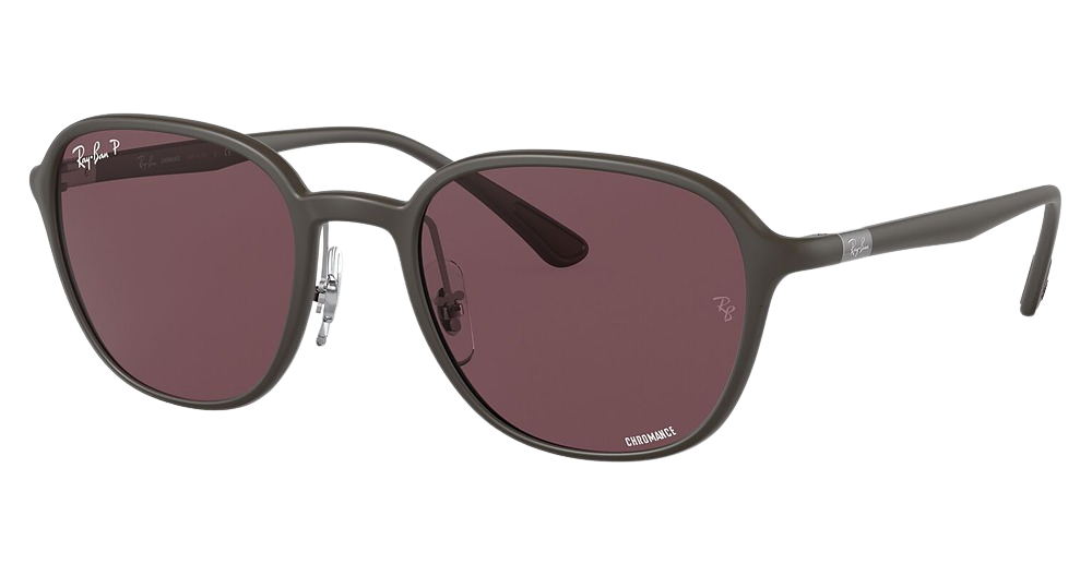 Ray-Ban RB4341CH round sunglasses in Sanding Dark Violet/Purple Polarized