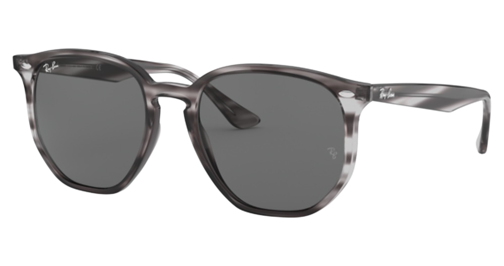 Ray-Ban RB4306 round sunglasses in Striped Grey Havana/Dark Grey