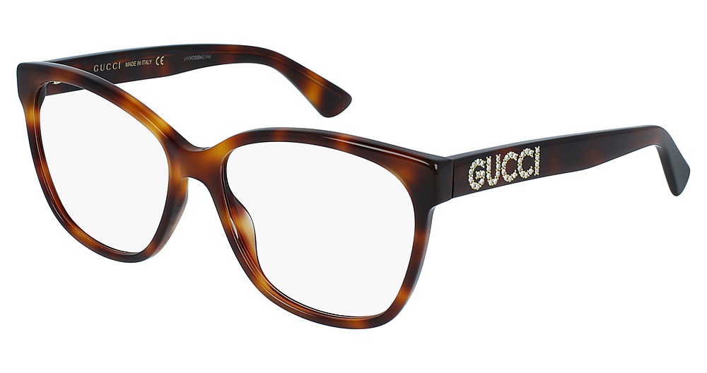 Gucci GG0421O round eyeglasses in Havana Havana Transparent