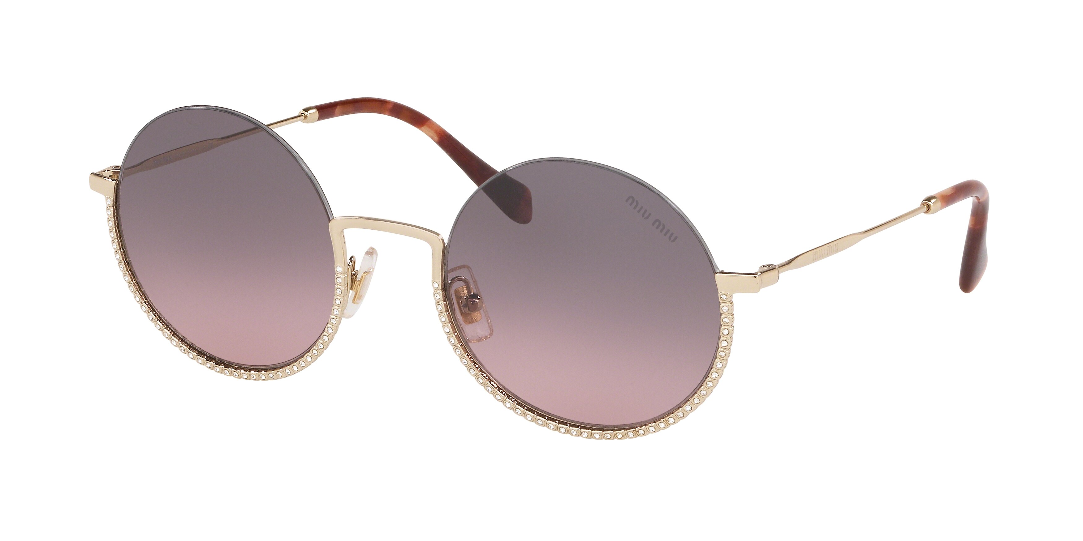 Miu Miu MU 69US round sunglasses in Pale Gold