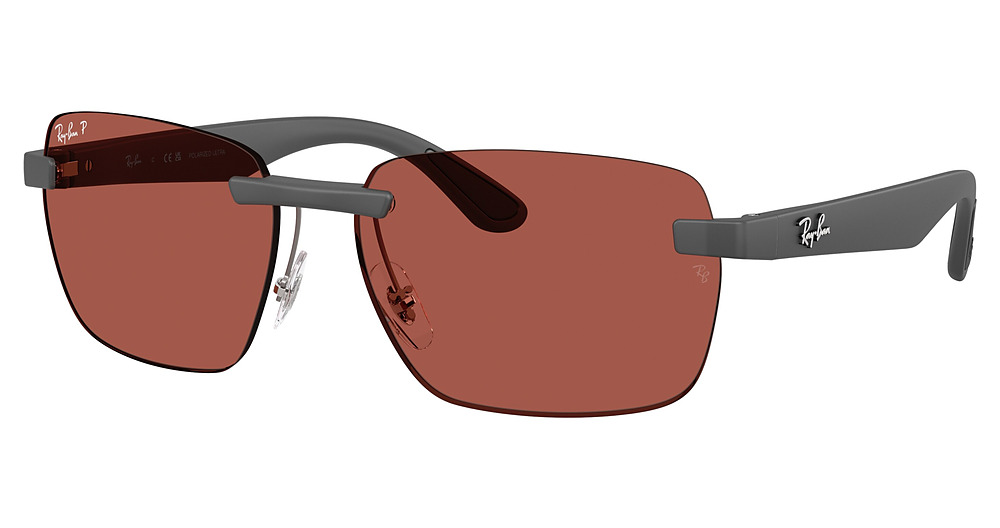 Ray-Ban RB4470CH round sunglasses in Sand Grey/Polarized Red