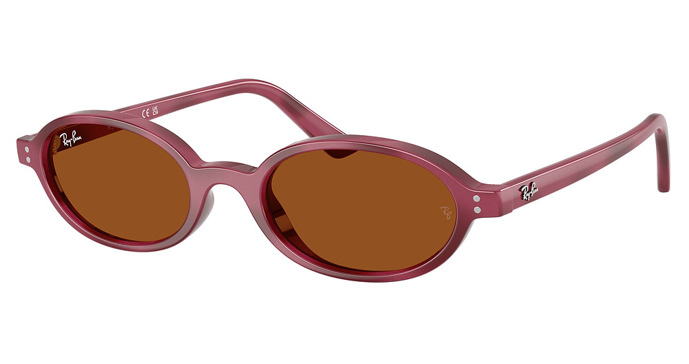 Ray-Ban RB4472 round sunglasses in Violet Havana/Dark Brown
