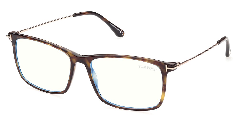 Tom Ford FT5758-B square eyeglasses in Dark Havana