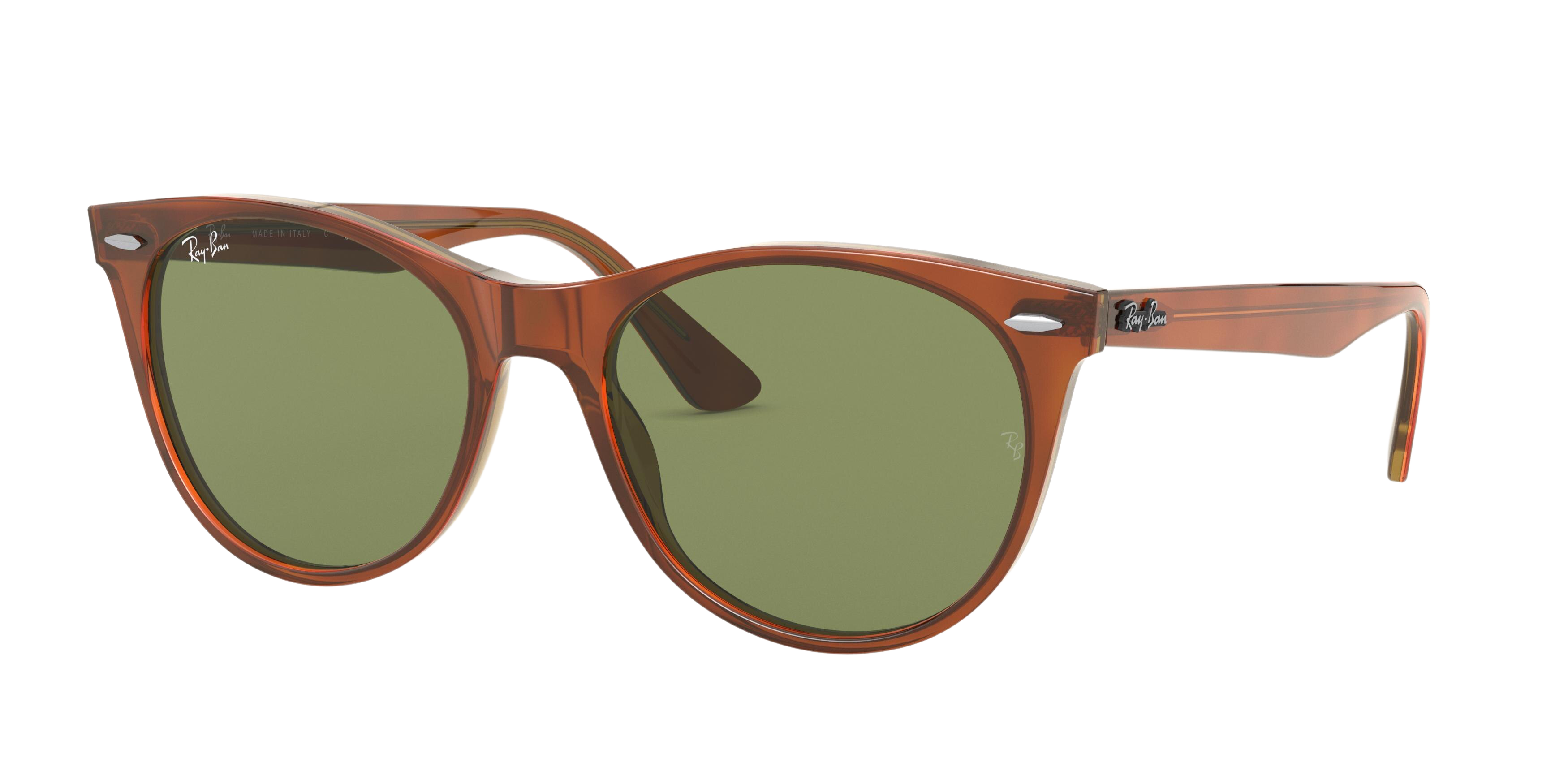 Ray-Ban RB2185F round sunglasses in Light Havana on Trasp Yellow