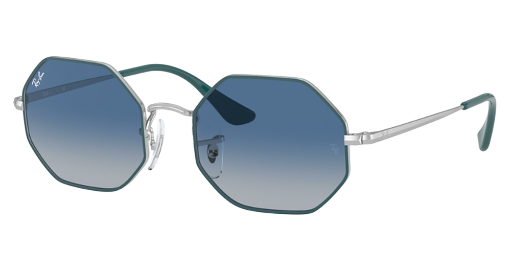 TURQUOISE ON SILVER / LIGHT GREY GRADIENT DARK BLUE