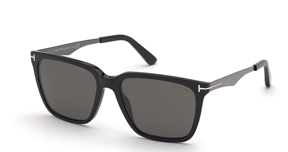 Tom Ford FT0862-F square sunglasses in Shiny Black/Smoke Polarized