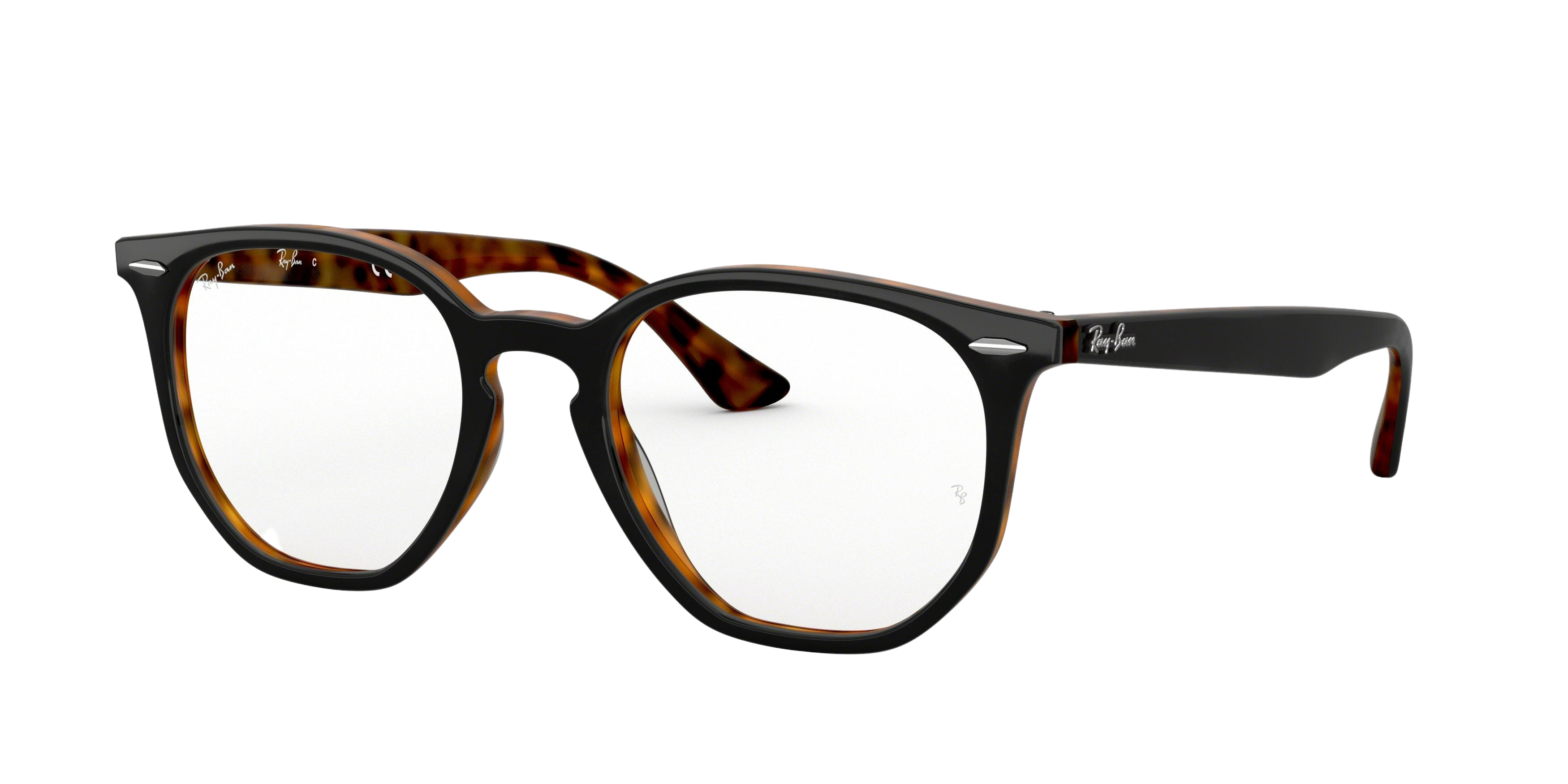 Ray-Ban RX7151F square eyeglasses in Top Grey on Havana