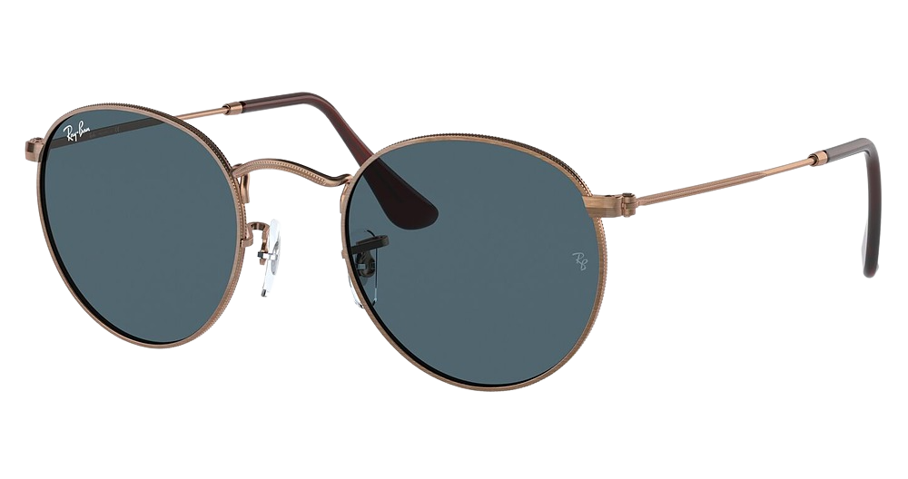 Ray-Ban RB3447 ROUND METAL aviator sunglasses in Antique Copper/Blue
