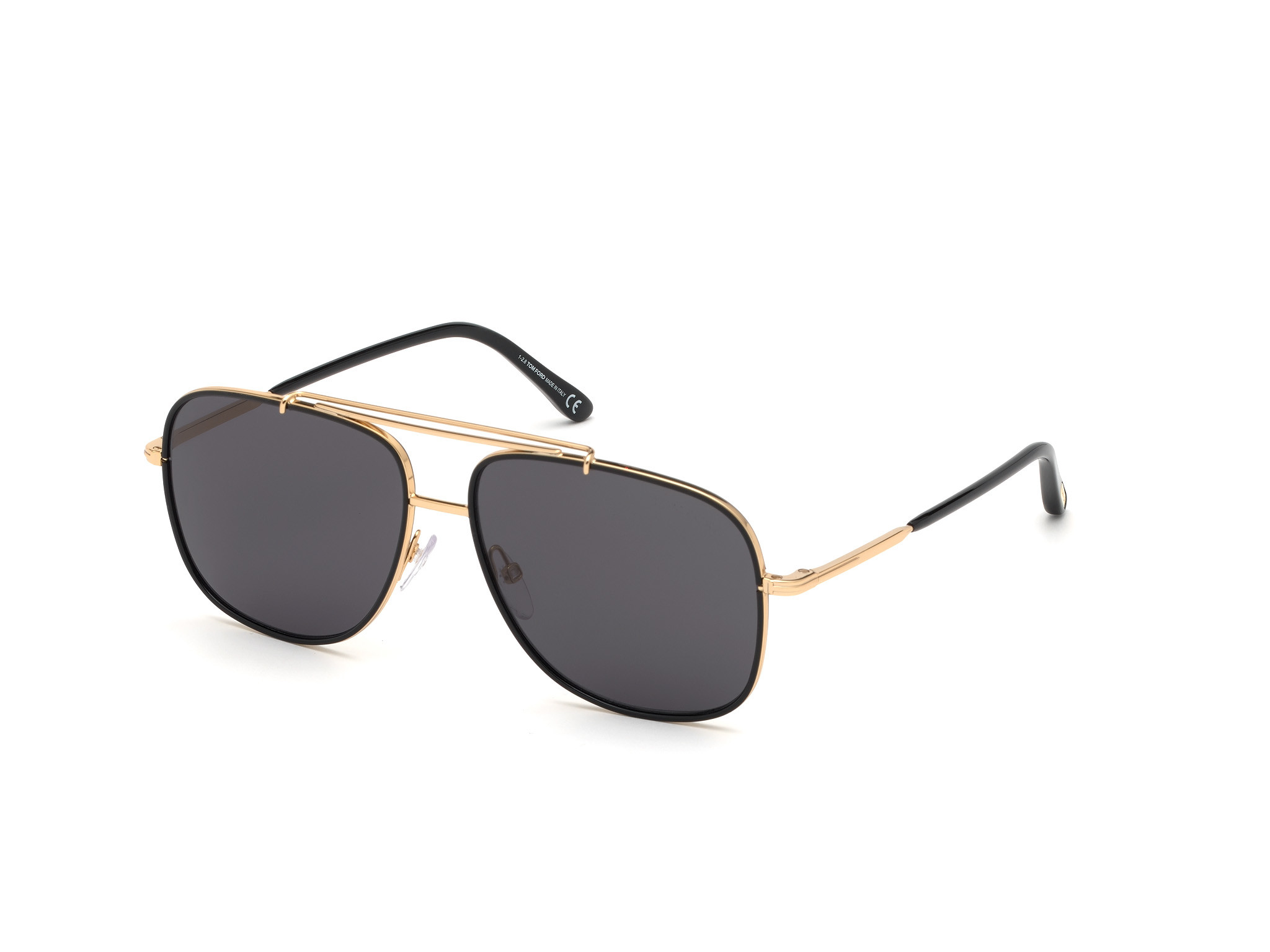 Tom Ford FT0693 Benton square sunglasses in Shiny Yellow Gold, Black Acetate