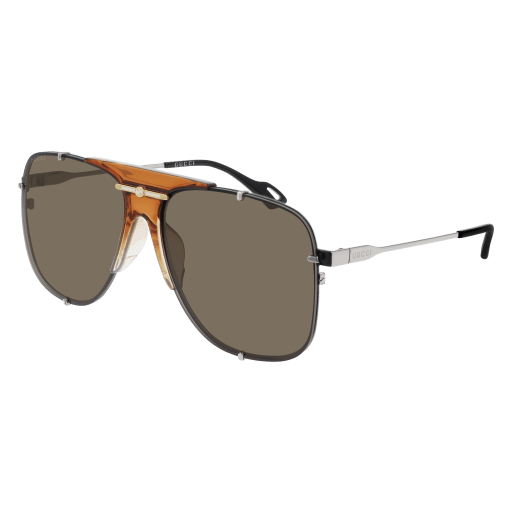 Gucci GG0739SA aviator sunglasses in Silver Silver Brown/Nylon