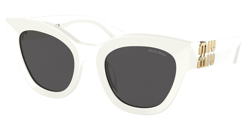 Miu Miu MU 01YS round sunglasses in White/Dark Grey