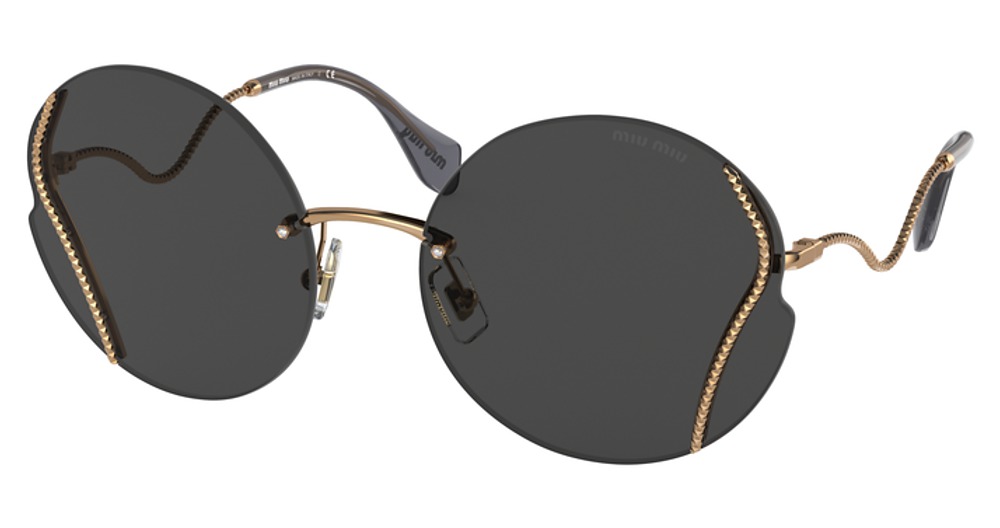 Miu Miu MU 50XS round sunglasses in Antique Gold/Dark Grey