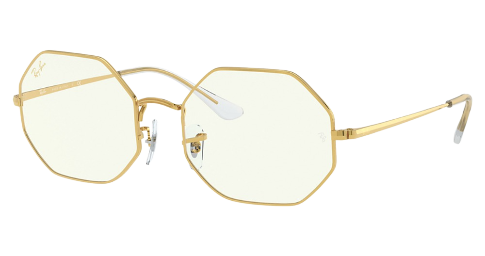 Ray-Ban RB1972 OCTAGON irregular sunglasses in Legend Gold/Clear/Blue Light Filter