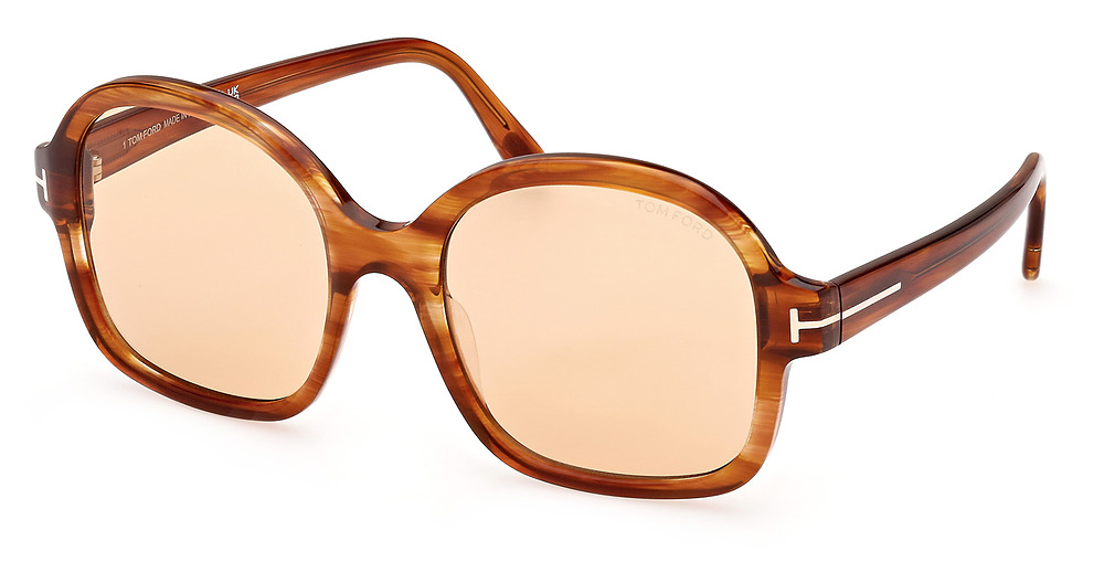 Tom Ford FT1034 irregular sunglasses in Shiny Light Brown/Brown