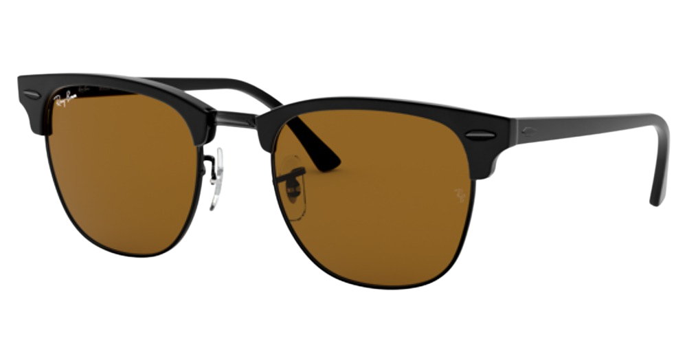 Ray-Ban RB3016 CLUBMASTER aviator sunglasses in Matte Black/B 15 Brown