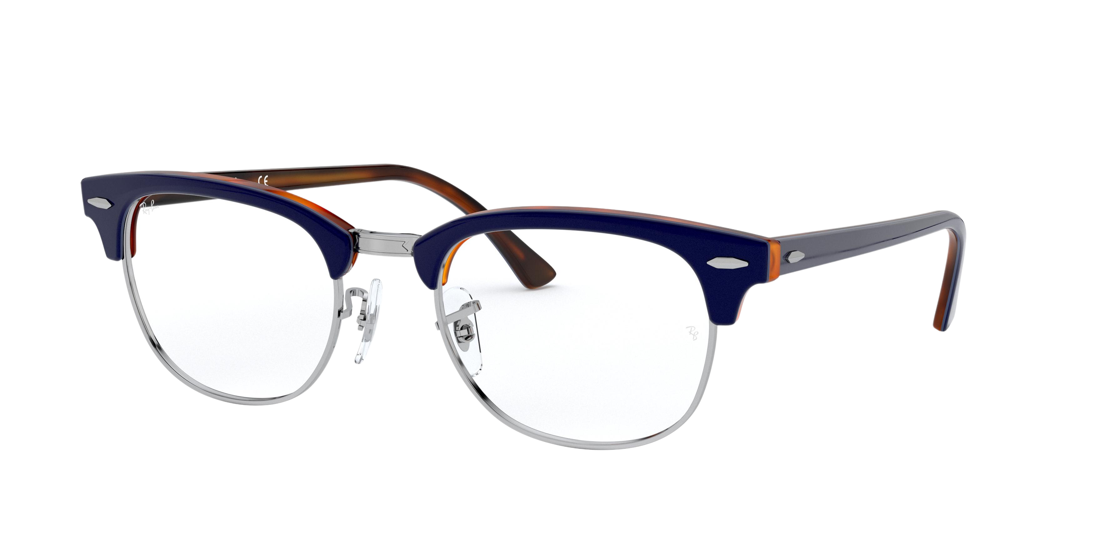 Ray-Ban RX5154 round eyeglasses in Top Blue on Havana Red