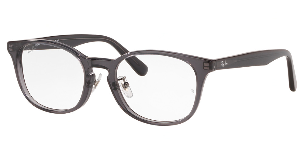 Ray-Ban RX5386D round eyeglasses in Dark Transparent Grey