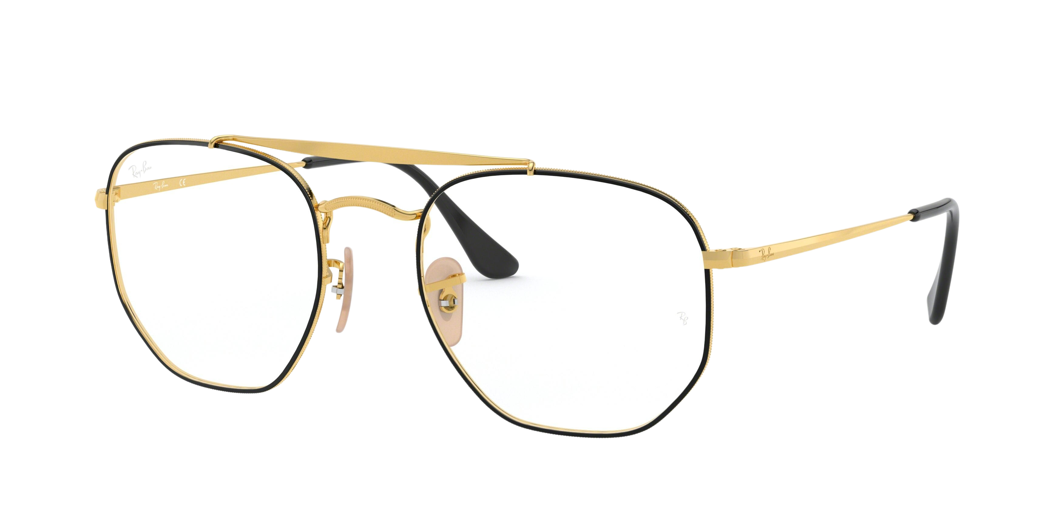 Ray-Ban RX3648V square eyeglasses in Top Black on Gold