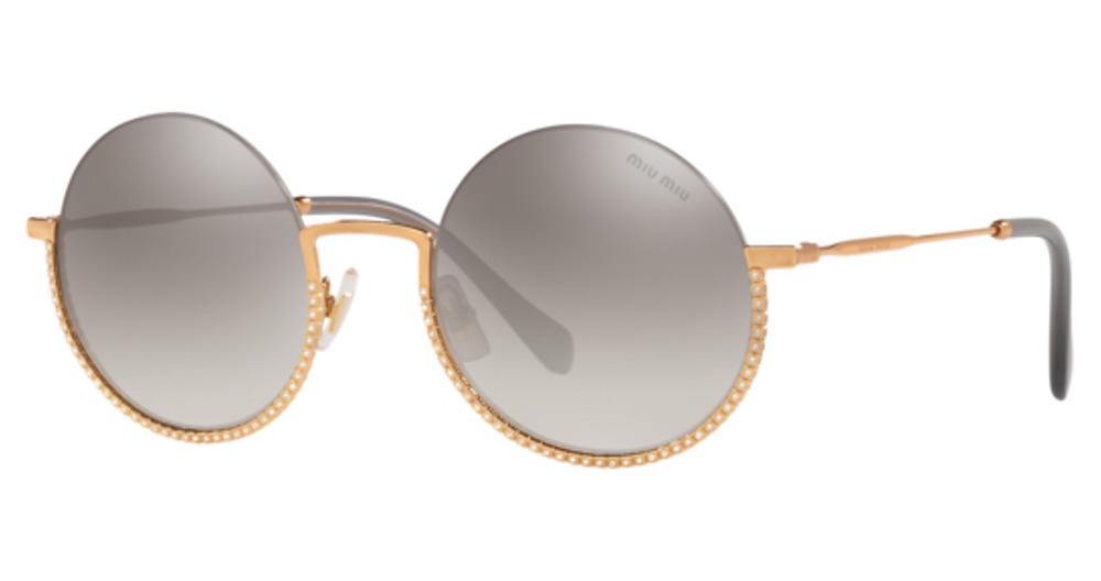 Miu Miu MU 69US round sunglasses in Antique Gold/Gradient Grey Mirror Silver