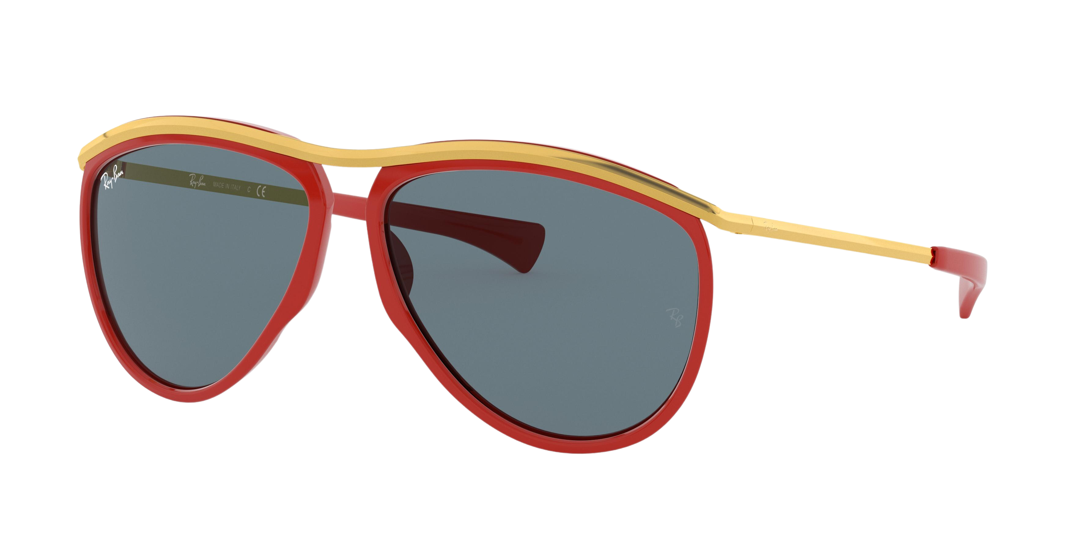 Ray-Ban RB2219 round sunglasses in Red/Gold