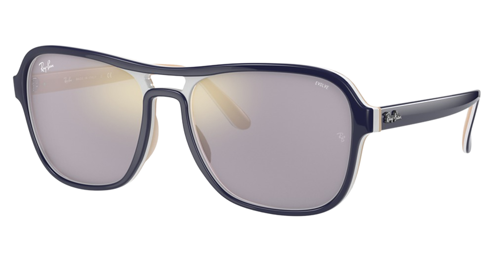 Ray-Ban RB4356 aviator sunglasses in Blue Creamy Light Brown