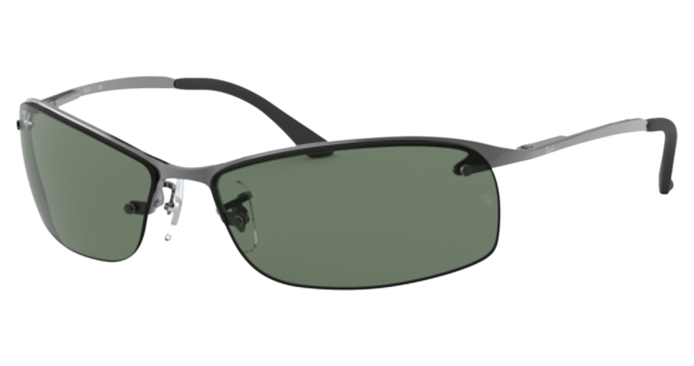 Ray-Ban RB3183 RB3183 rectangle sunglasses in Gunmetal/Dark Green