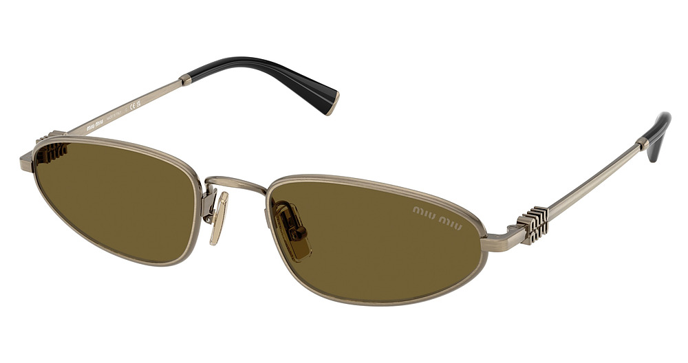 Miu Miu MU A52S round sunglasses in Old Gold/Dark Brown