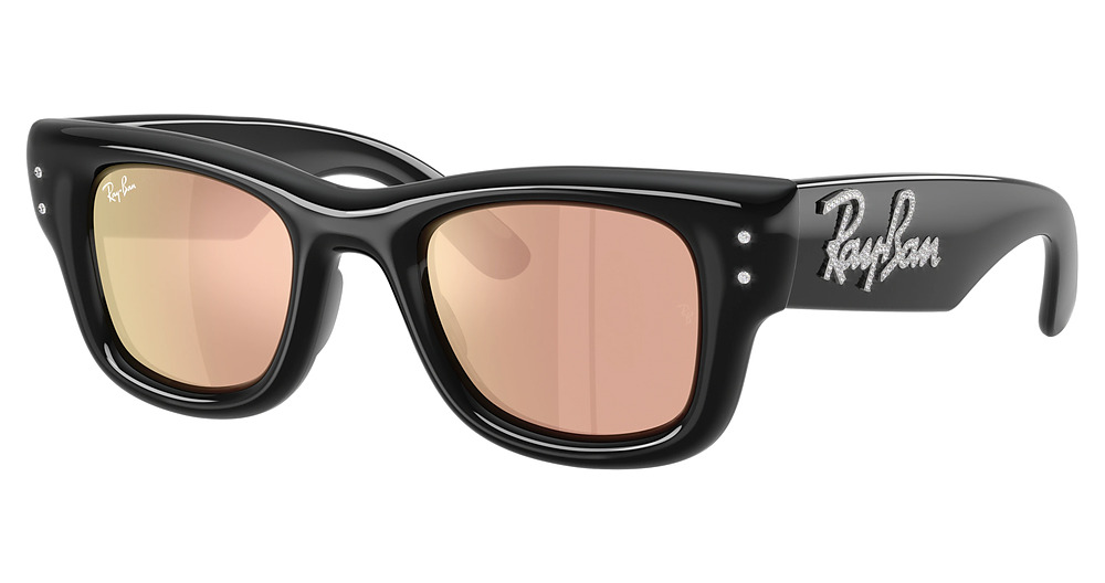 Ray-Ban RB4940B WAYFARER PUFFER square sunglasses in Black/Dark Brown Mirror Rose Gold