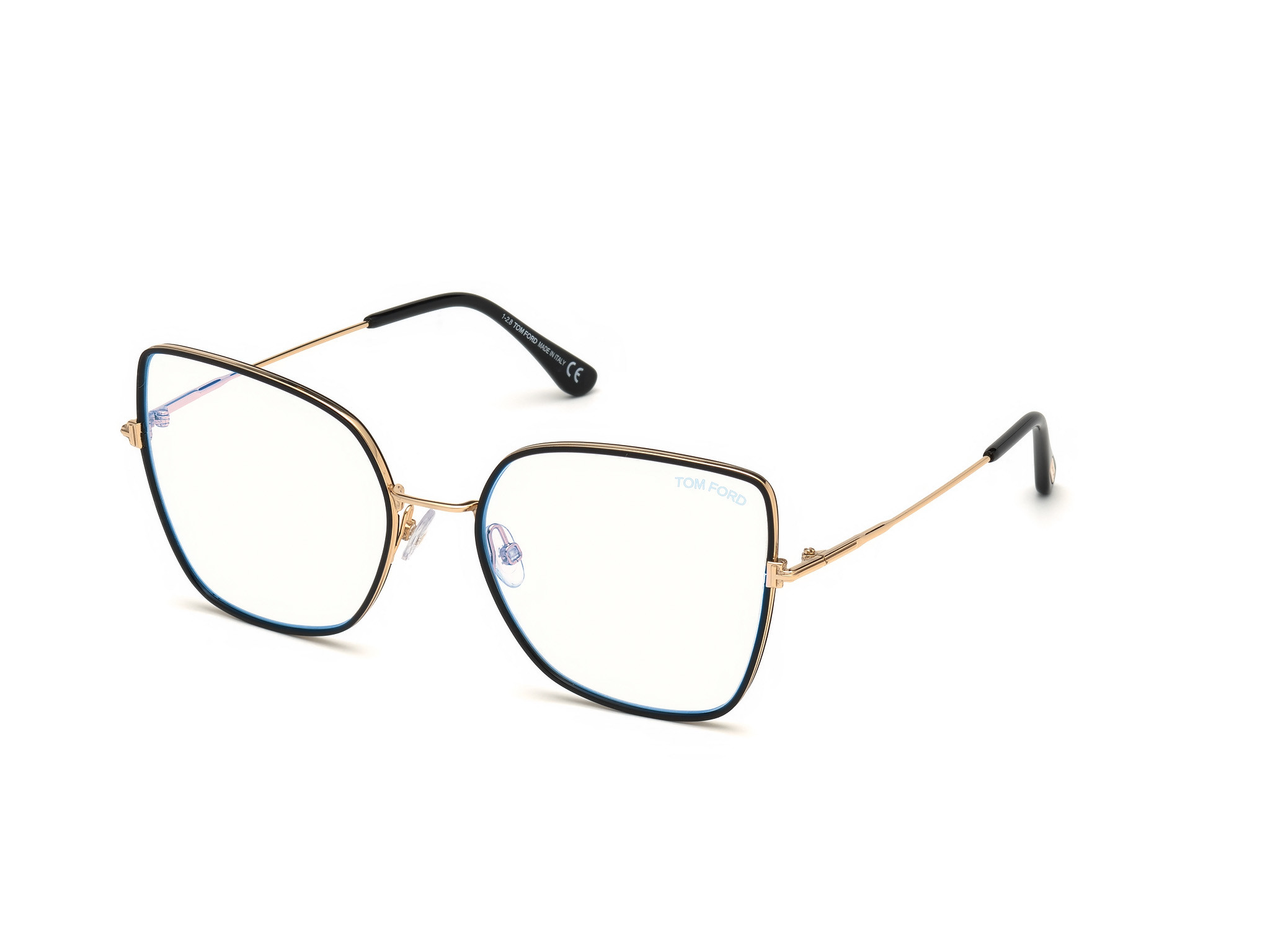 Shiny Black, Shiny Rose Gold / Blue Block Lenses