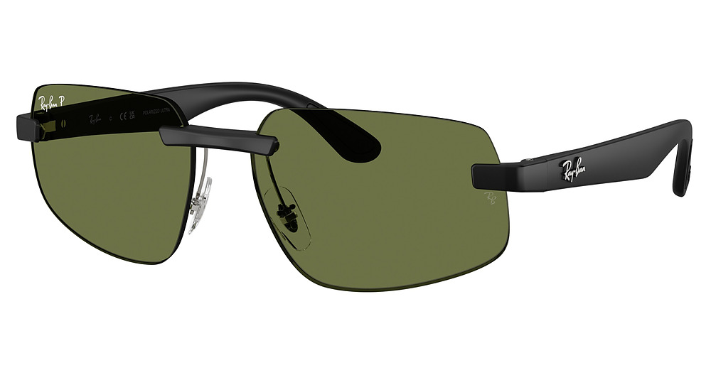 Ray-Ban RB4475CH rectangle sunglasses in Sand Black/Polarized Green