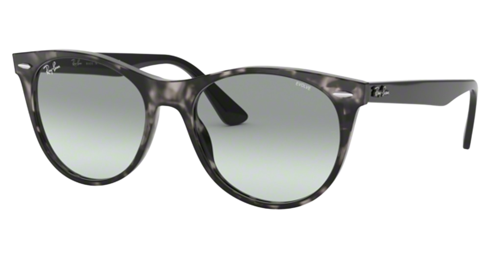 Ray-Ban RB2185 WAYFARER II round sunglasses in Grey Havana/Photo Azure Gradient Blue