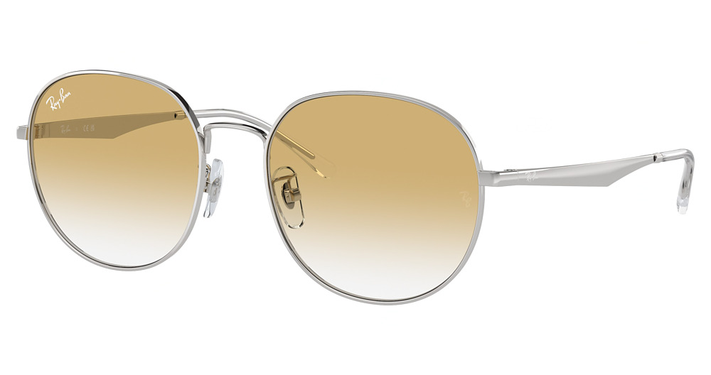 Ray-Ban RB3727D round sunglasses in Silver/Clear Gradient Yellow
